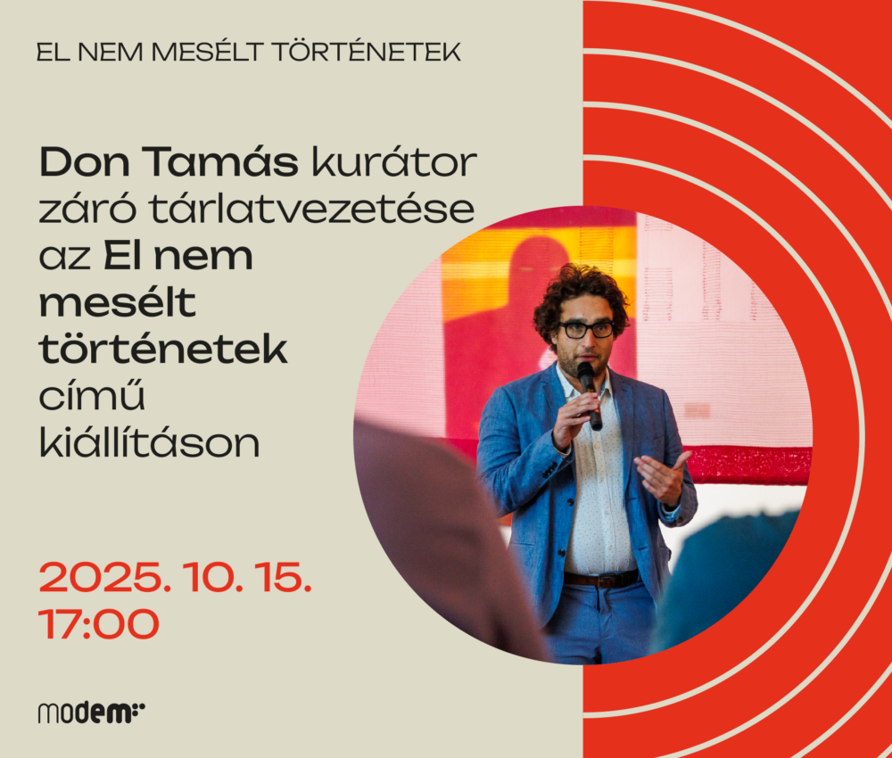 Don Tamás kurátor záró tárlatvezetése az El nem mesélt történetek című kiállításon