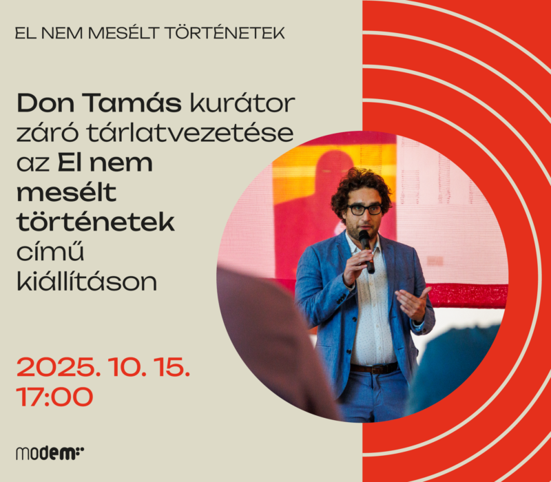 Don Tamás kurátor záró tárlatvezetése az El nem mesélt történetek című kiállításon