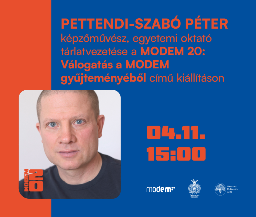 Pettendi-Szabó Péter képzőművész, egyetemi oktató tárlatvezetése a MODEM 20: Válogatás a MODEM gyűjteményéből című kiállításon