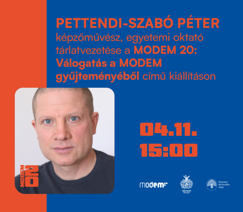 Pettendi-Szabó Péter képzőművész, egyetemi oktató tárlatvezetése a MODEM 20: Válogatás a MODEM gyűjteményéből című kiállításon